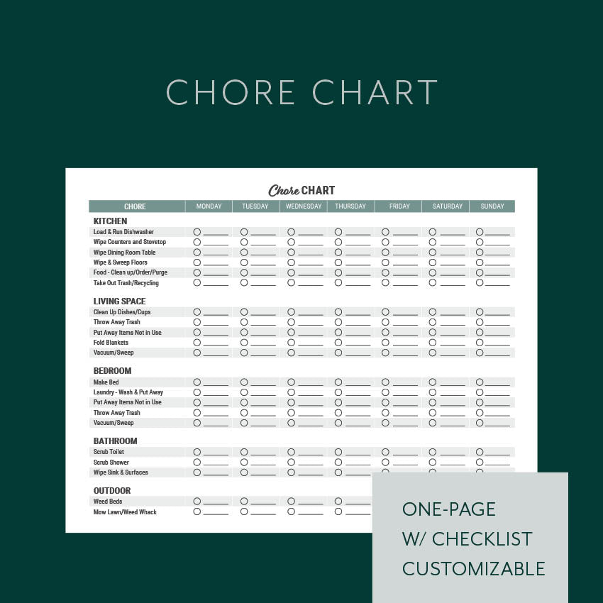 Chore Chart Rewards Checklist