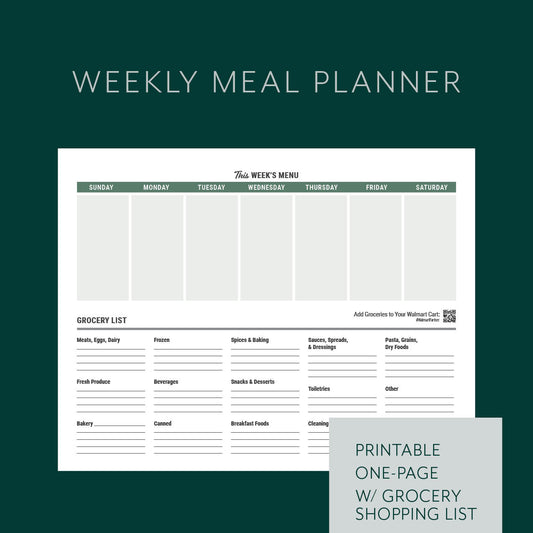 Printable Meal Planner and Grocery list